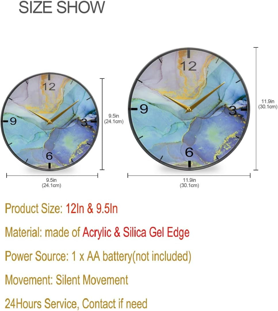 TANGDIAABBCC Aeiniwer Marble Stone Color Wall Clock 12Inch Non Ticking Silent Creative Bedroom Bathroom Desk Clocks for Office School Wall Decor