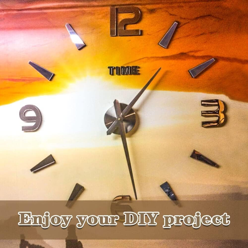 Large 3D Wall Clock DIY Wall Decoration Clock with Mirror Surface Sticker for Office Home Living Room Decor