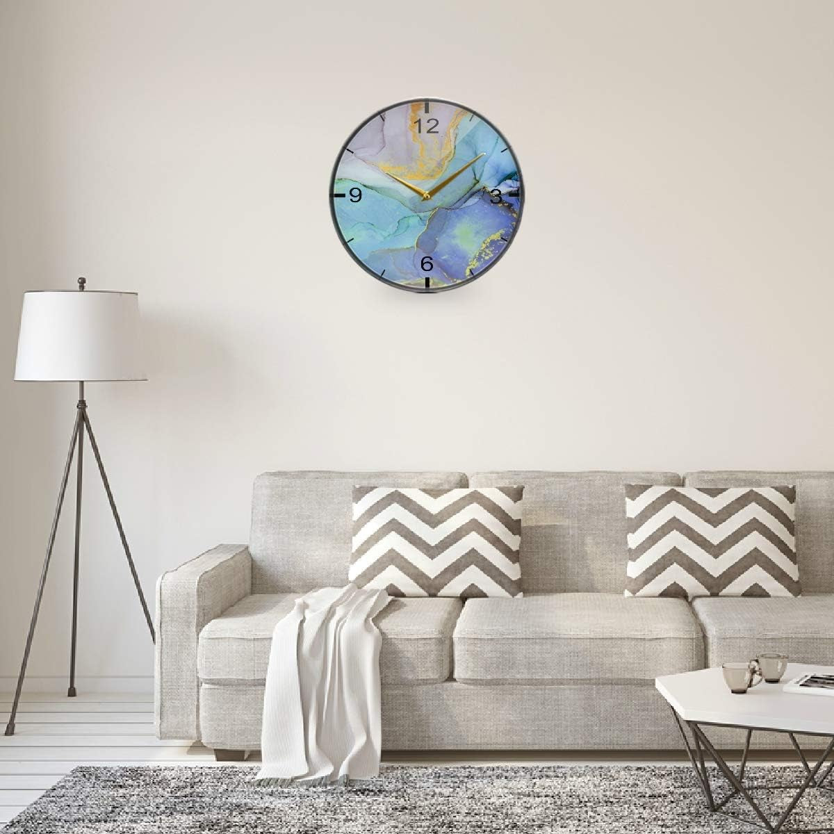 TANGDIAABBCC Aeiniwer Marble Stone Color Wall Clock 12Inch Non Ticking Silent Creative Bedroom Bathroom Desk Clocks for Office School Wall Decor